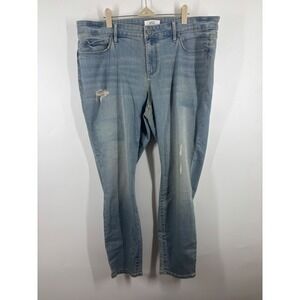 Loft Plus Modern Skinny Straight Leg Jeans 18 34 Light Wash Distressed
